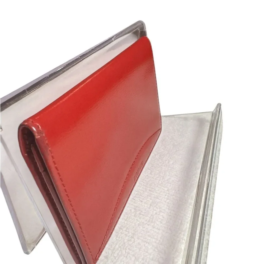 Auth Loewe Smooth Red Leather Bifold Card Holder